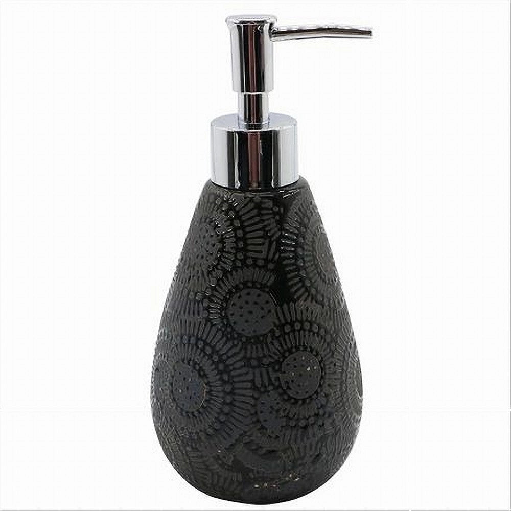 Trade Shop - Dispenser Per Sapone Liquido Motivo Etnico Nero Accessori Per Arredo Bagno 79963 -