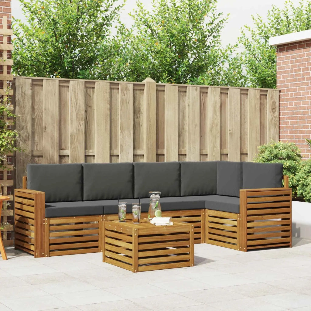 Set divano sezionale con cuscino 6 pcs Naturale e Antracite 3374857