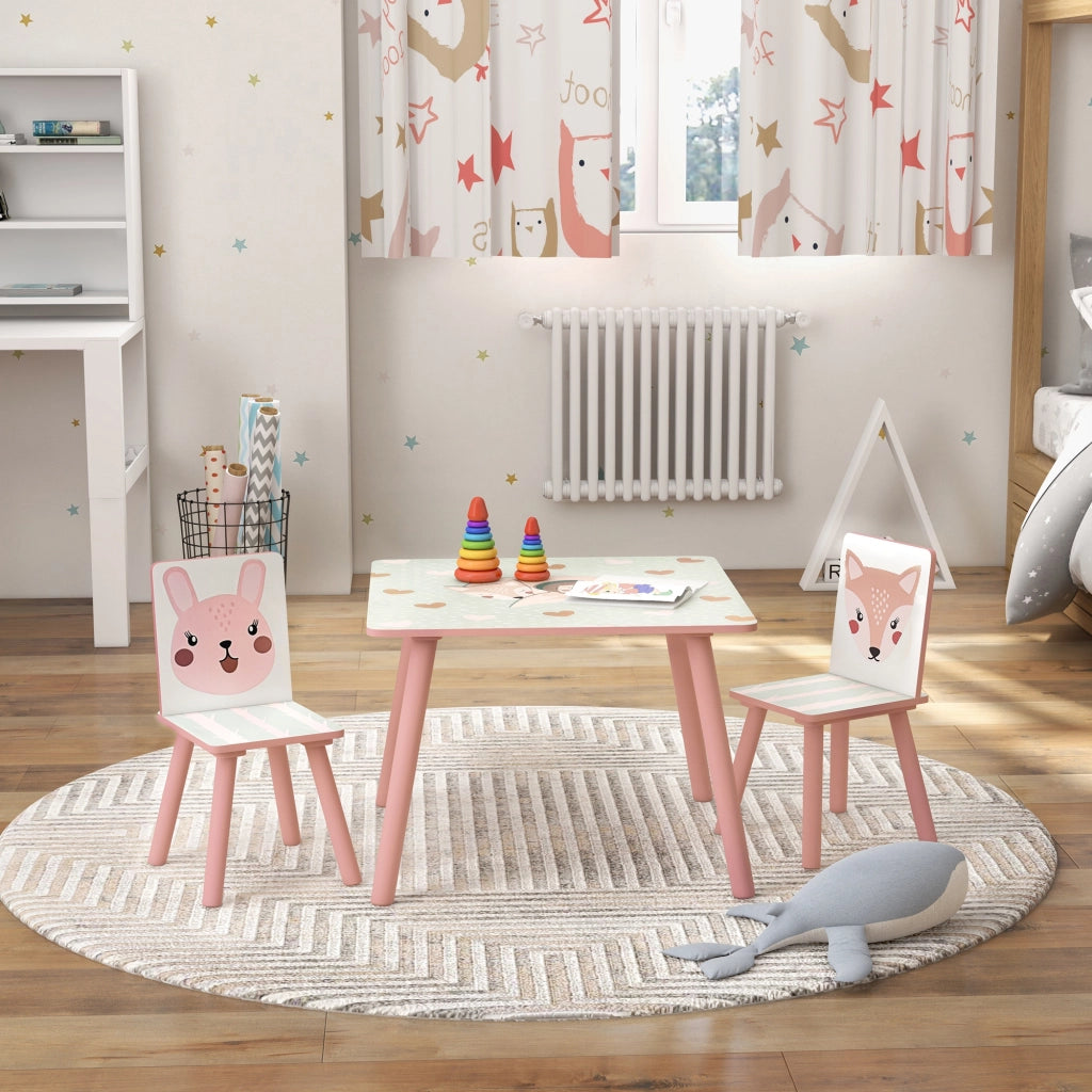 Tavolo con sedie bambini ¨C zephmum ¨C rosa legno pino 3-8 anni