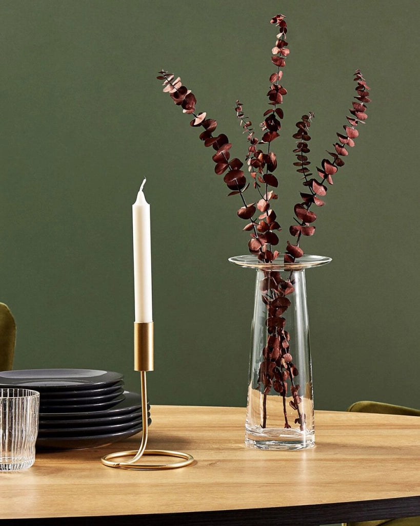 Vaso da fiori alto di forma cilindrica in vetro trasparente 26 cm moderno minimalista