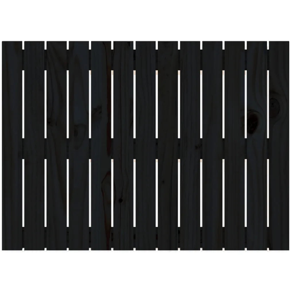 Testiera da Parete Nera 82,5x3x60 cm in Legno Massello di Pino