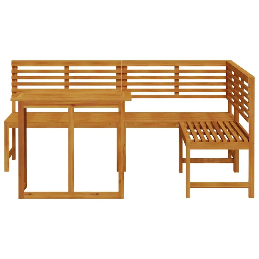 Set Panchina da Giardino 3 pcs Marrone Legno di Acacia Massello 3328692