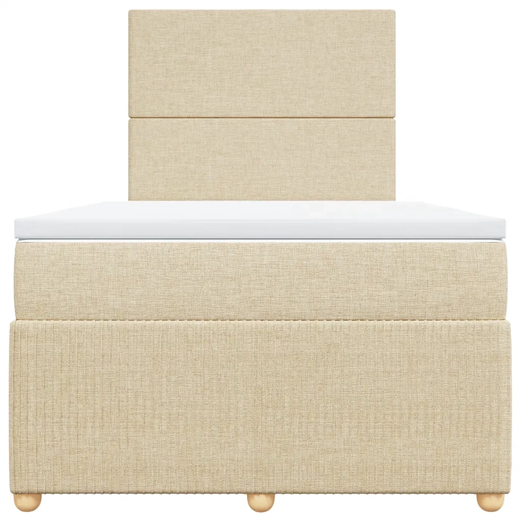 Giroletto a Molle con Materasso Crema 120x200 cm in Tessuto
