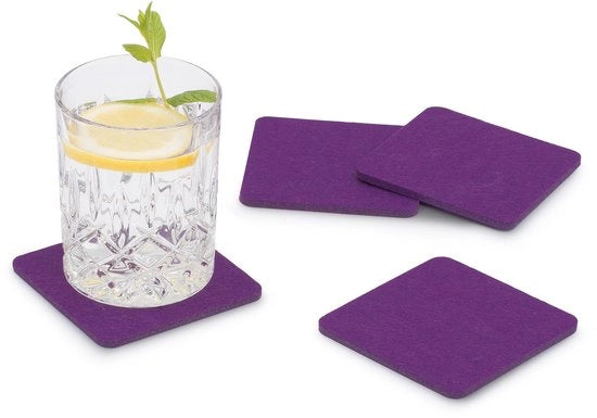 Sottopanchine di velluto 8-pack (colore selezionabile) viola/purpureo - sottopanchine di velluto per tavolo e bar come sottopanchine per bicchieri e sottopanchine per bicchieri rettangolari o quadrati.