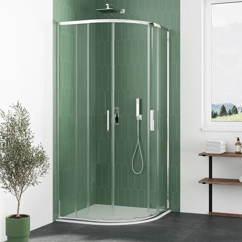 Box doccia semicircolare 75x75cm profili cromati slim vetro 6mm trasparente h190 | Portofino