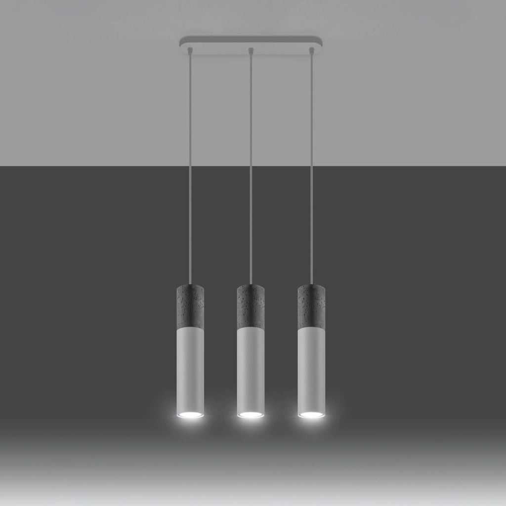 Pure Lume VALERO 3 lampadario cemento bianco 3xGU10