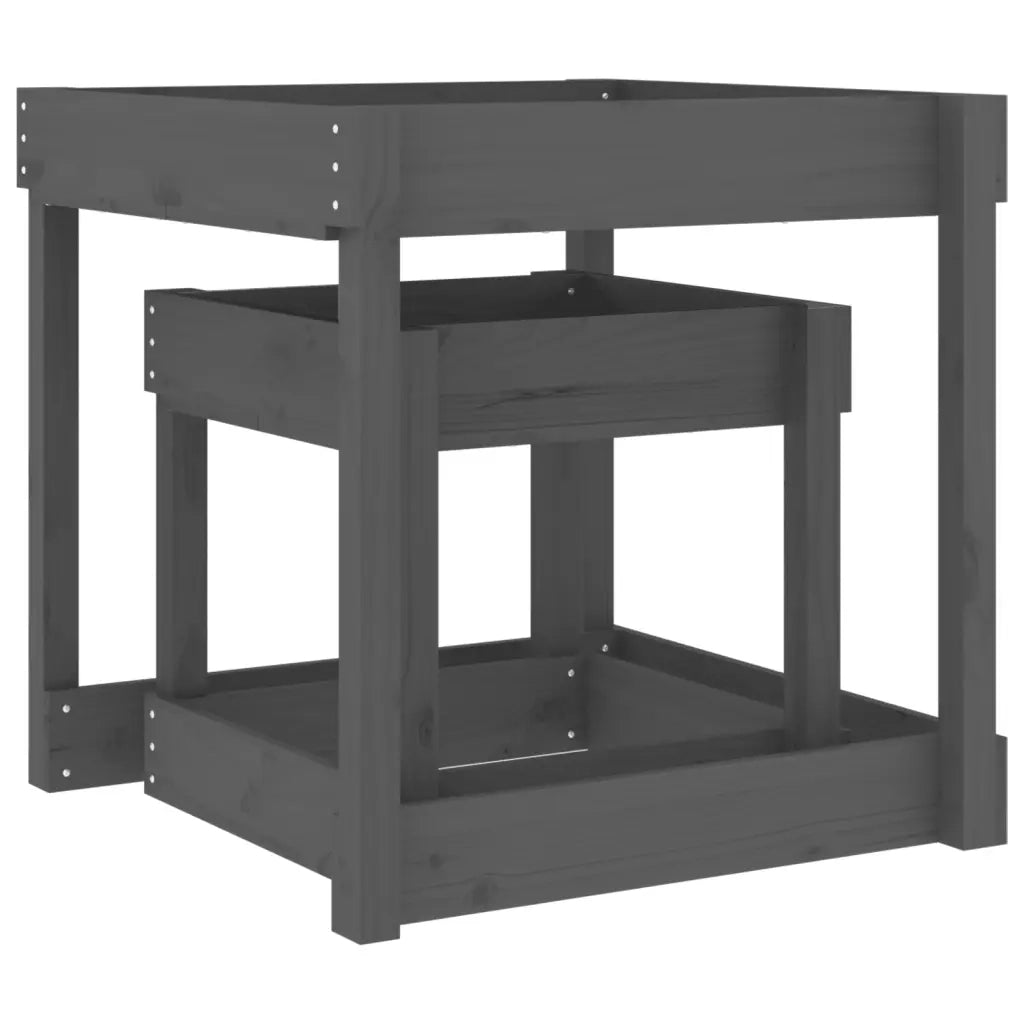Tavoli Sabbiere 2 pz Grigi in Legno Massello di Pino 825053