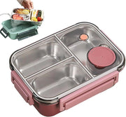 Contenitore di Cibo per Viaggio - 22,5 x 16,5 x 7 cm - Con Compartimenti - Color Rosso