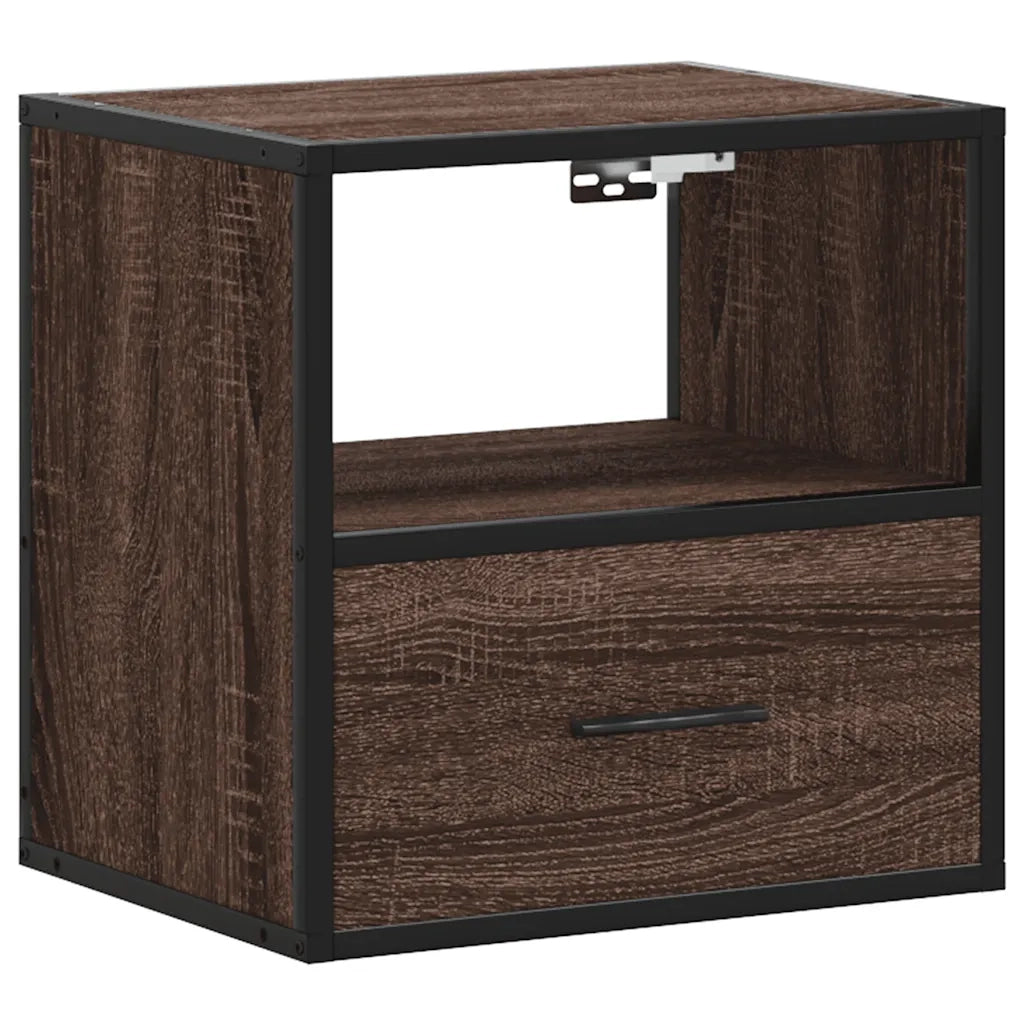 Comodino a Muro-Tavolino da notte sospeso Rovere Marrone 40x31x39,5 cm 516977