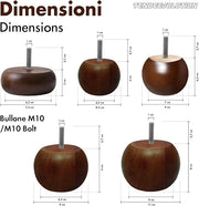 Piedini in Legno Modello Cipolla per Mobili e Divani | Altezza 8cm | Faggio Massello | Finitura Noce