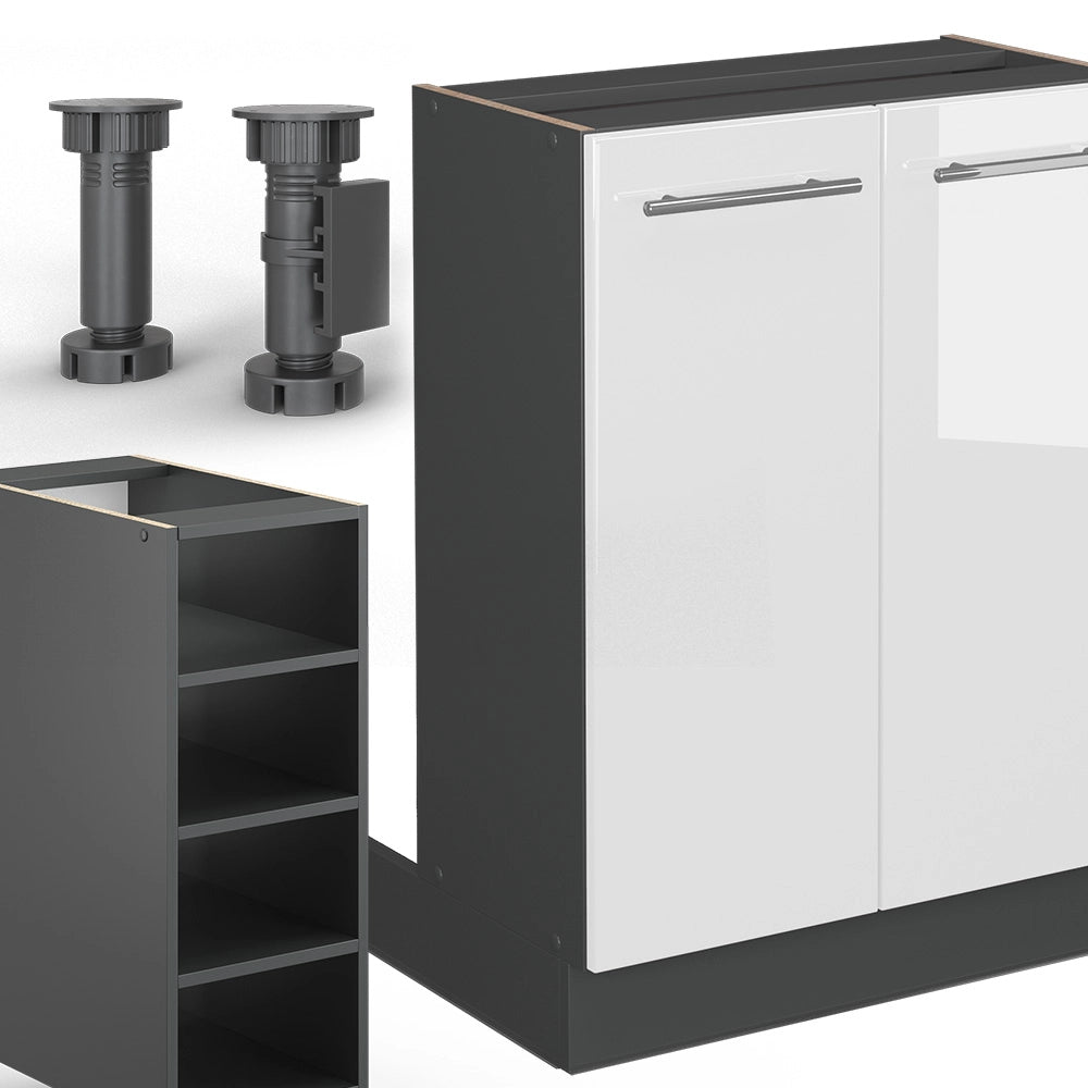 Vicco Isola cucina Bianco lucido/antracite 90 cm senza piano di lavoro