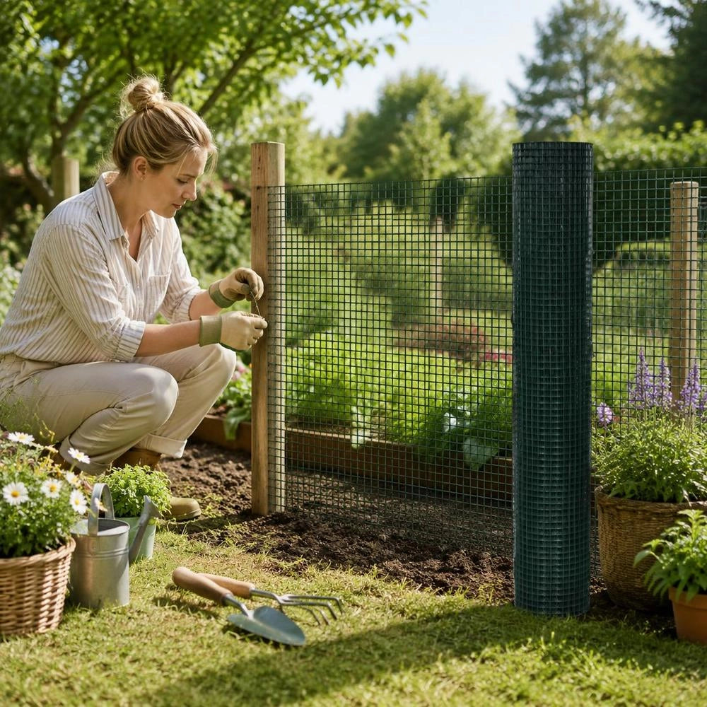 Wire Fence For Chickens, Galvanized With PVC Coating, 25x1 M, Green