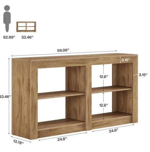 Tavolo consolle 3 ripiani aperti in MDF marrone 150 x 35 x 85 cm
