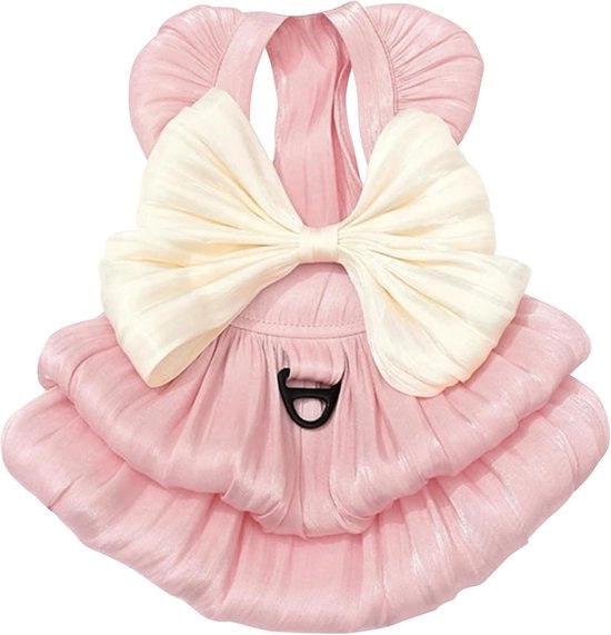 Abito per cagnolino principessa, pantalone per gatto con abito a strisce con anello, tutu da ballerina carina, abbigliamento estivo per animali domestici, taglia L (3,5-5 kg), rosa.