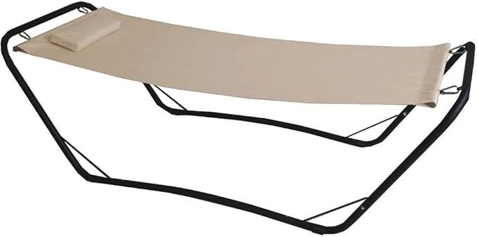 AMACA DA GIARDINO CON SUPPORTO IN ACCIAIO E PVC 210X80X65H CM COLORE BEIGE