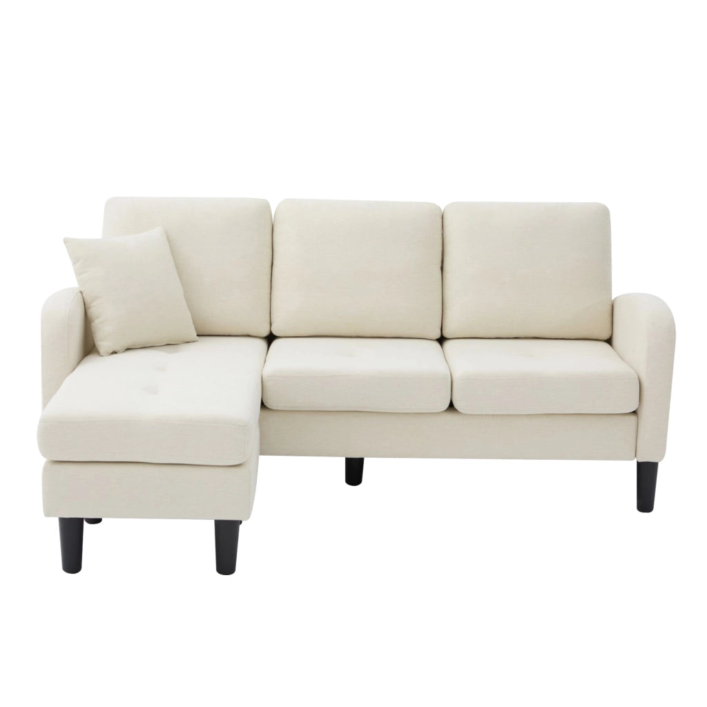Divano angolare 3 posti con chaise longue reversibile in tessuto beige chiaro 166 × 118 × 77 cm