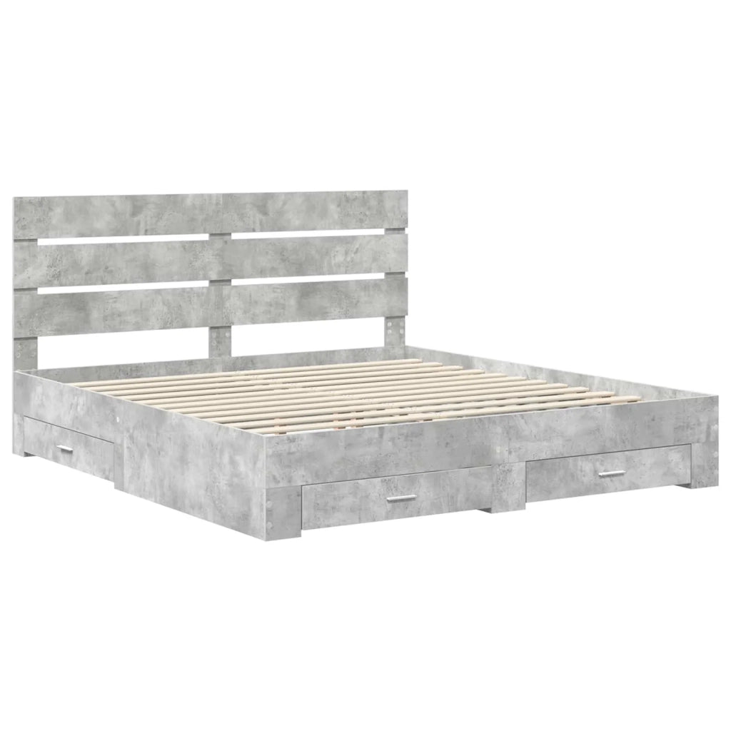 Struttura del letto con cassetto Grigio cemento 200 x 200 cm 3411940