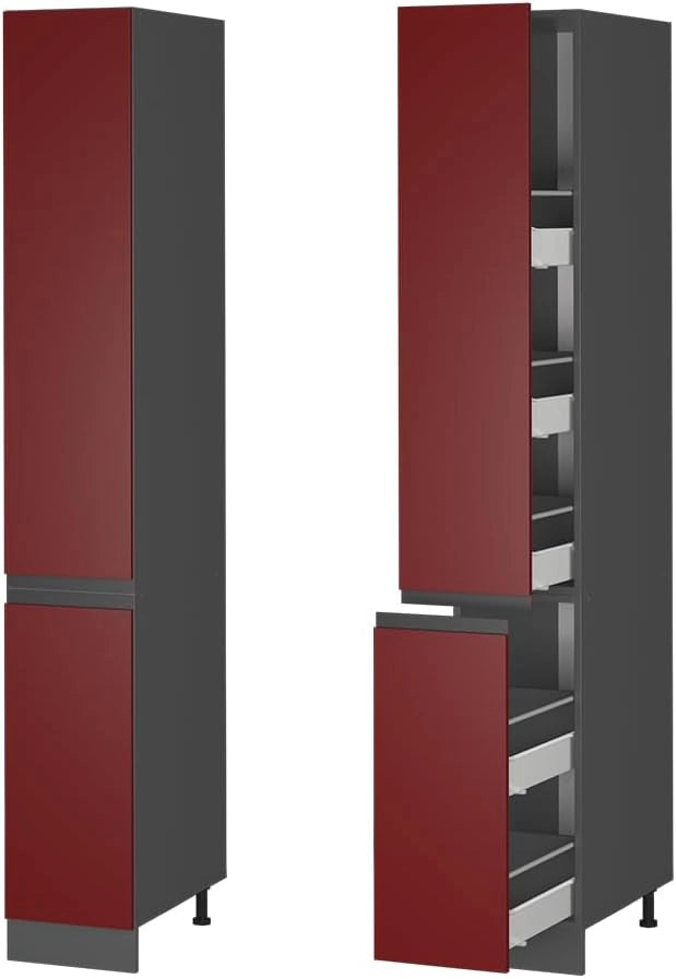 Armadio da farmacia R-Line, Rosso, 30 cm Forma a J, per la libera combinazione all'interno di sistemi cucina modulari