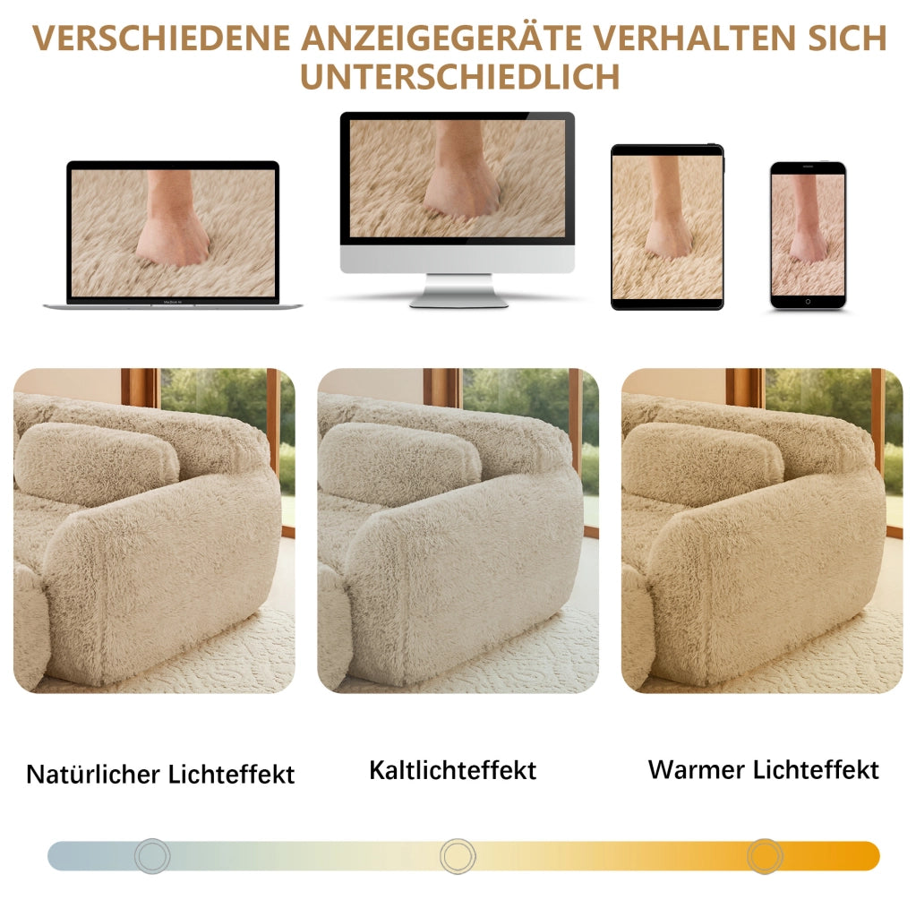 Divano modulare angolare a U in tessuto plush 291x179x73 cm; light khaki