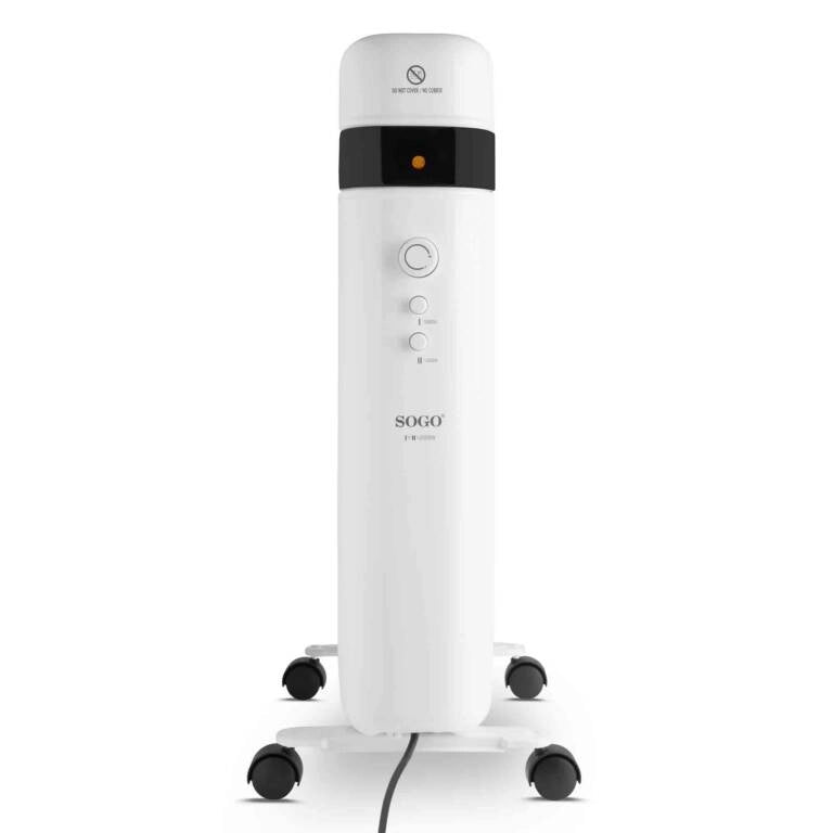Radiatore elettrico senza olio 2000W con 9 elementi, termostato regolabile e ruote, per ambienti fino a 20 mq - Sogo