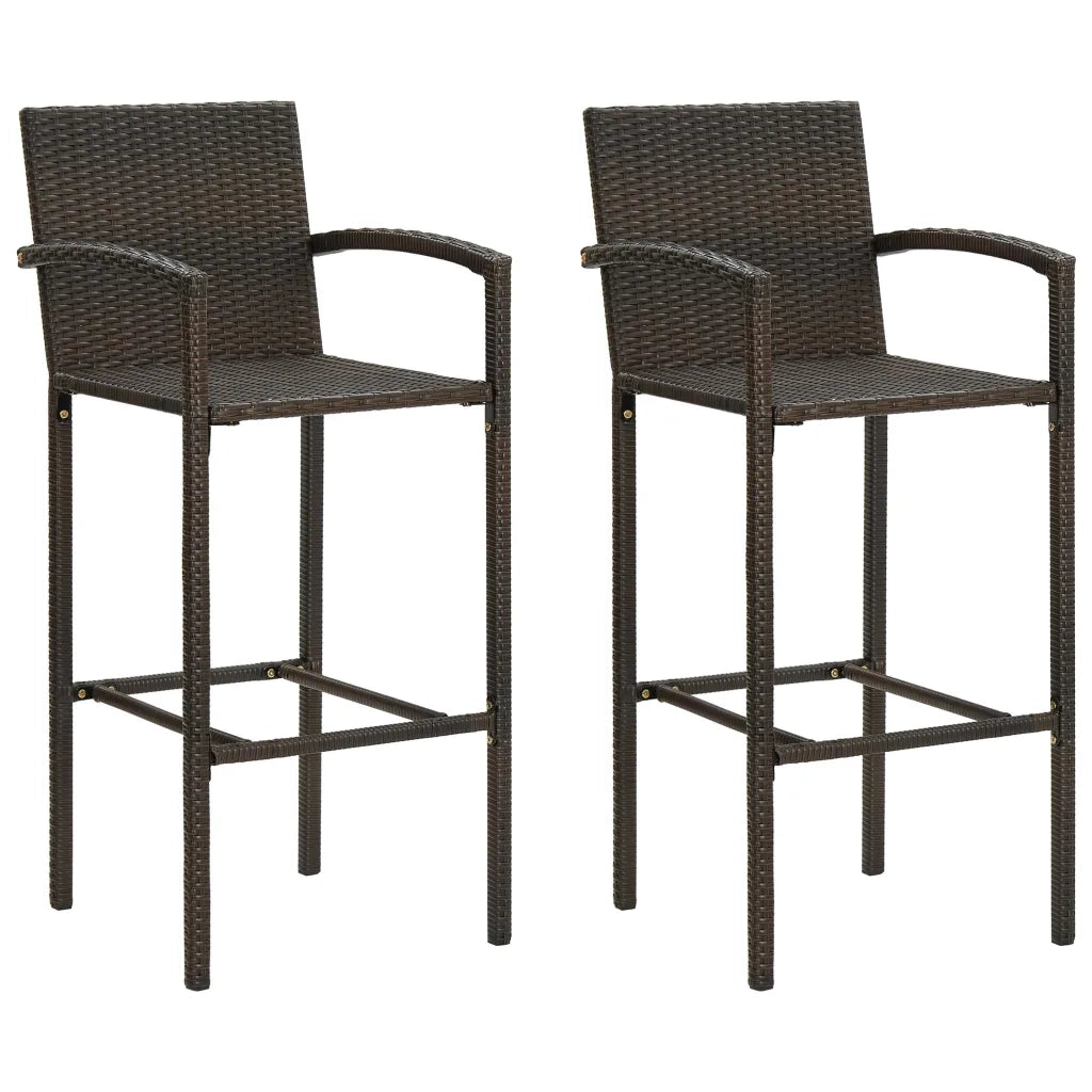 Set Bar da Giardino 3 pz con Braccioli in Polyrattan Marrone