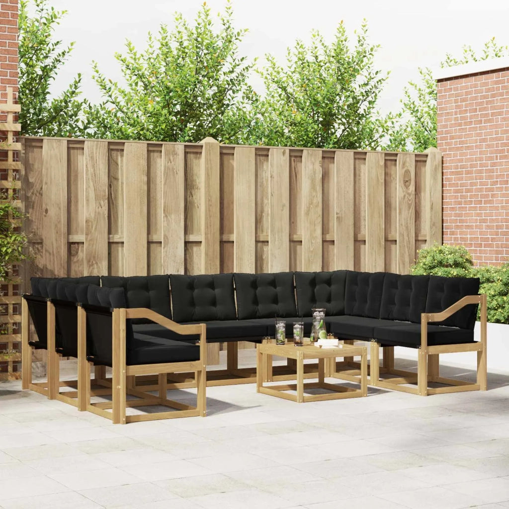 Set di divani da esterno 10 pz Bianco e Nero 3389894