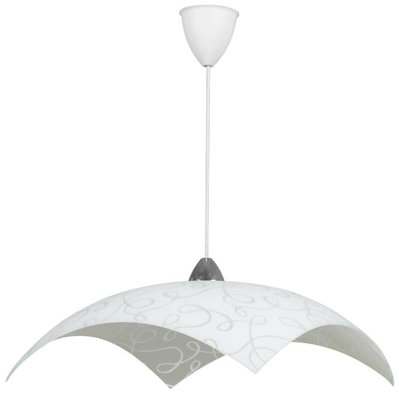 LAMPADA A SOSPENSIONE MARILENA 50X50 1XE27 MONTATURA CROMO-BIANCO VETRO LASTRA BIANCO Ø50-H21-L100 CM OKX