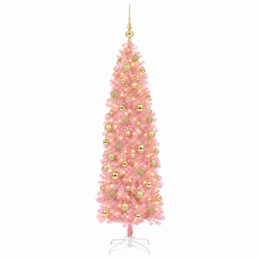 Albero di Natale Artificiale Slim con Palline 240 cm 300 LED 3461109