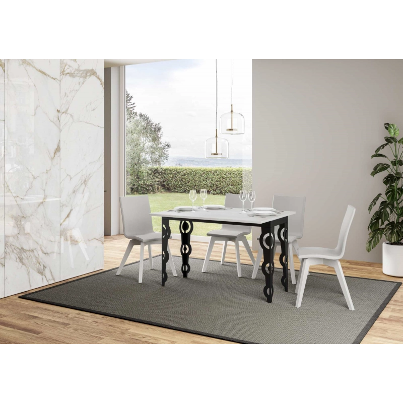 Tavolo apribile 120x45/90 cm Karamay Double telaio Antracite - Bianco Frassino