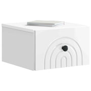 Set di 2 Comodini | Armadio da Notte | Mobiletto da notte a muro Bianco Lucido 33 x 34,5 x 20 cm