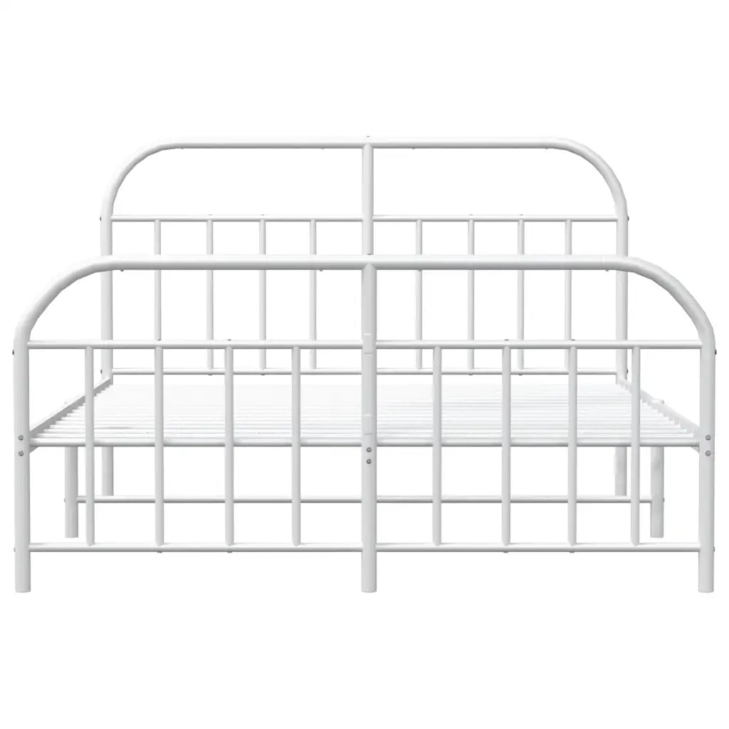 Giroletto con Testiera e Pediera-Struttura Letto Metallo Bianco 135x190 cm 873003