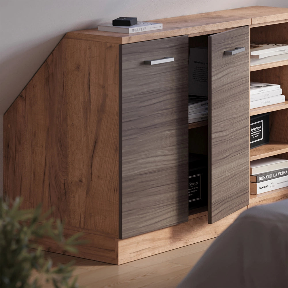 Mobile cucina sottotetto R-Line Grigio nobile/Rovere dorato 80 cm con 2 porte, carcassa 60 cm profondità Vicco