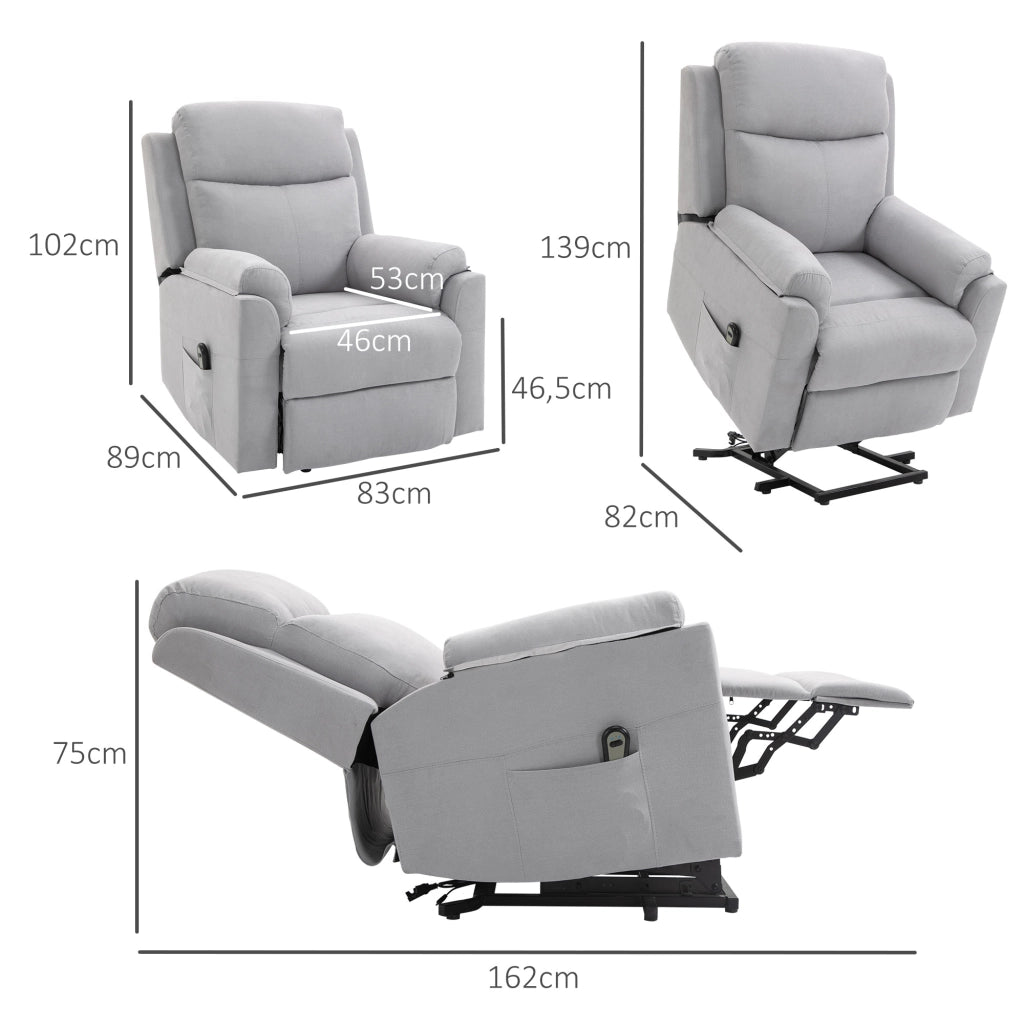 Poltrona Relax Elettrica con Alzapersona e Schienale Reclinabile ¨C zephmum ¨C Tessuto Grigio Chiaro
