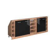 Set di mobili sottotetto Rion Nero lucido/Rovere dorato Set di 5 Vicco