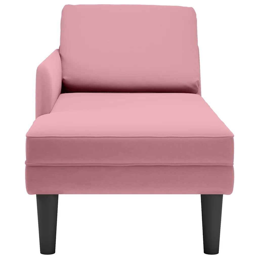 Sdraio con Cuscino e Bracciolo Destro in Velluto Rosa 4009810