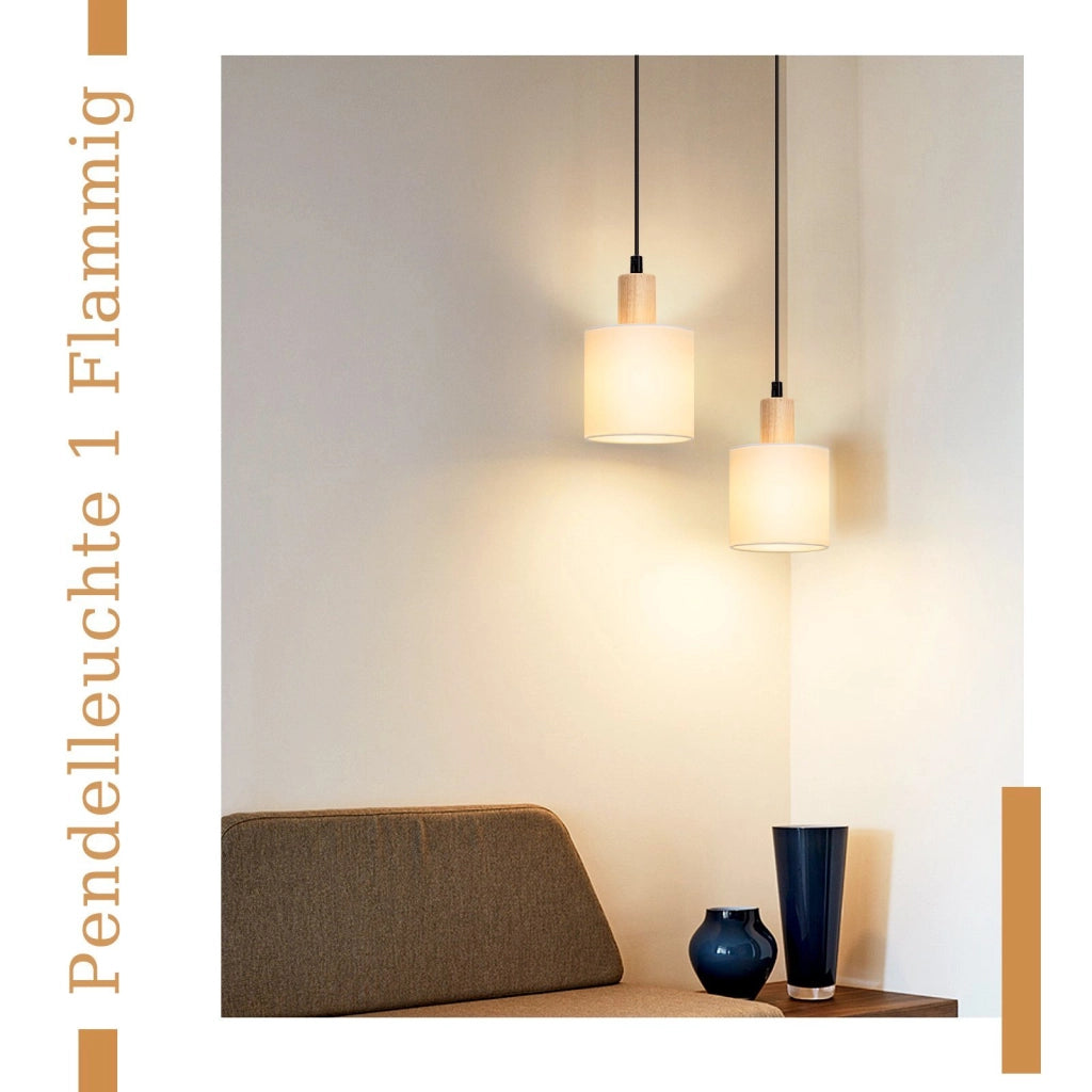 Lampada a sospensione ZMH legno bianco diametro 173 cm testa unica E14 stile vintage e country
