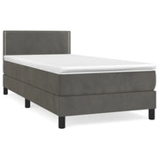 Letto singolo | Letto per adulti | Giroletto a Molle con Materasso Grigio Scuro 100x200 cm Velluto