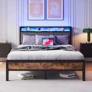 Letto 140x200 cm con LED, USB, presa e testiera contenitore