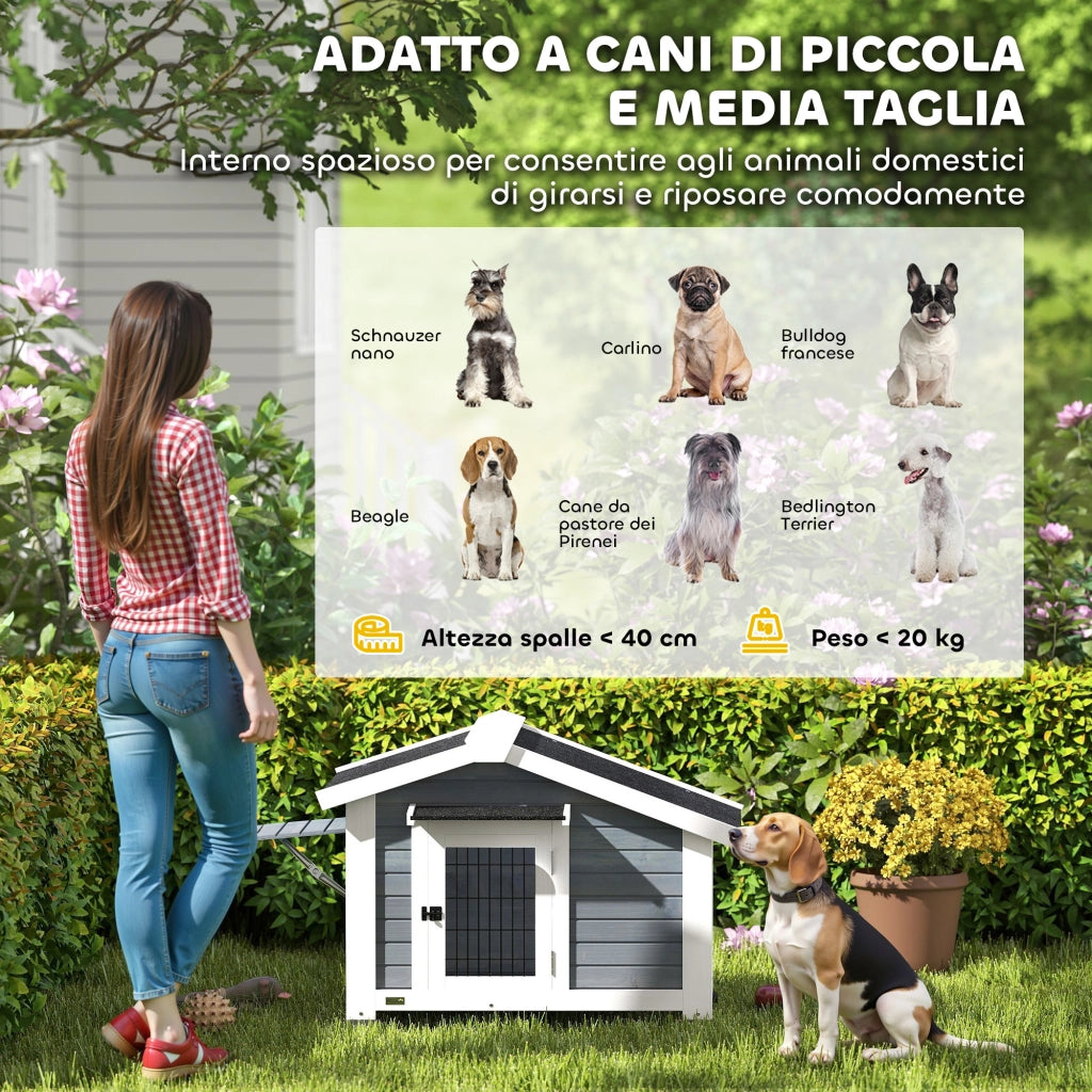 Cuccia per Cani Casetta per Cani da Esterno in Legno, 98x76x69.5cm