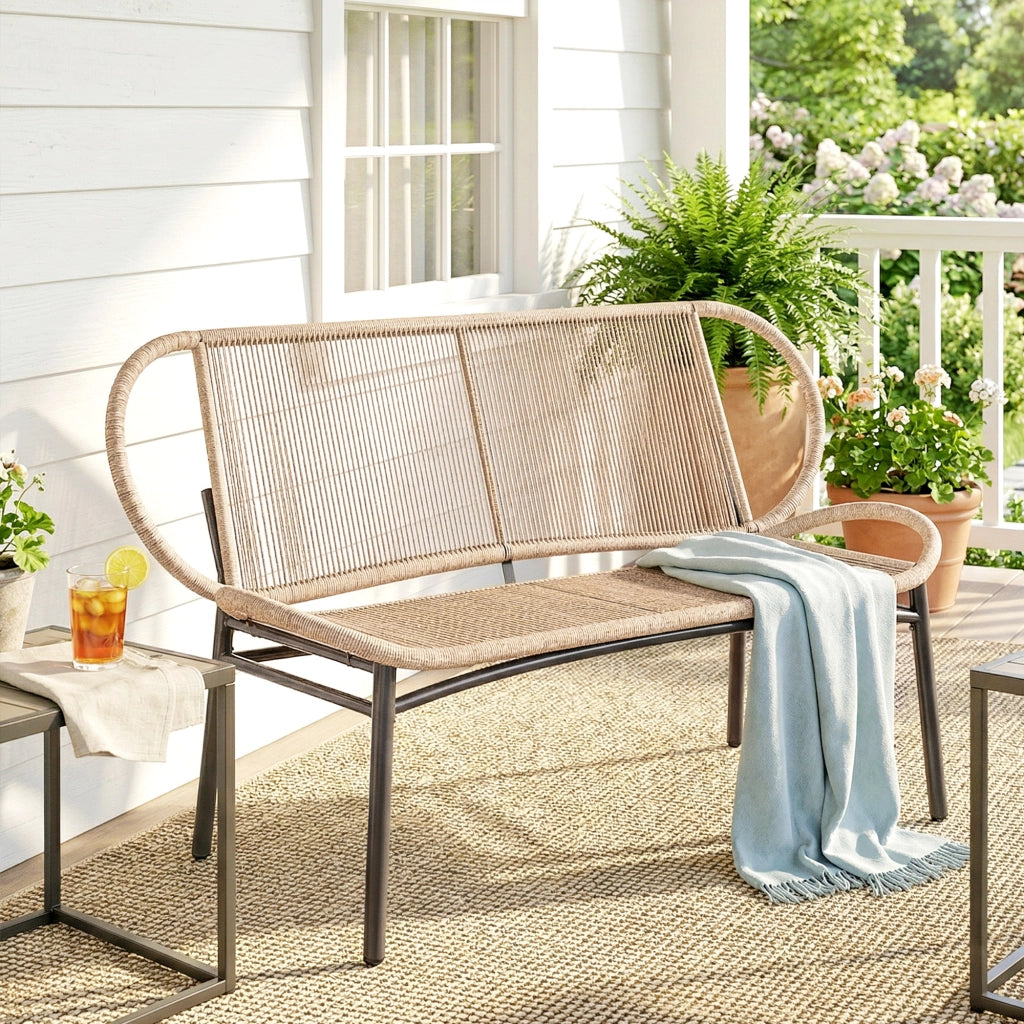 Panchina Giardino 2 Posti ¨C zephmum ¨C Resina Polyrattan Grigio Antracite