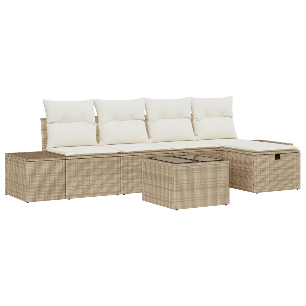 Set di Divani da Giardino con Cuscini Beige Rattan Sintetico