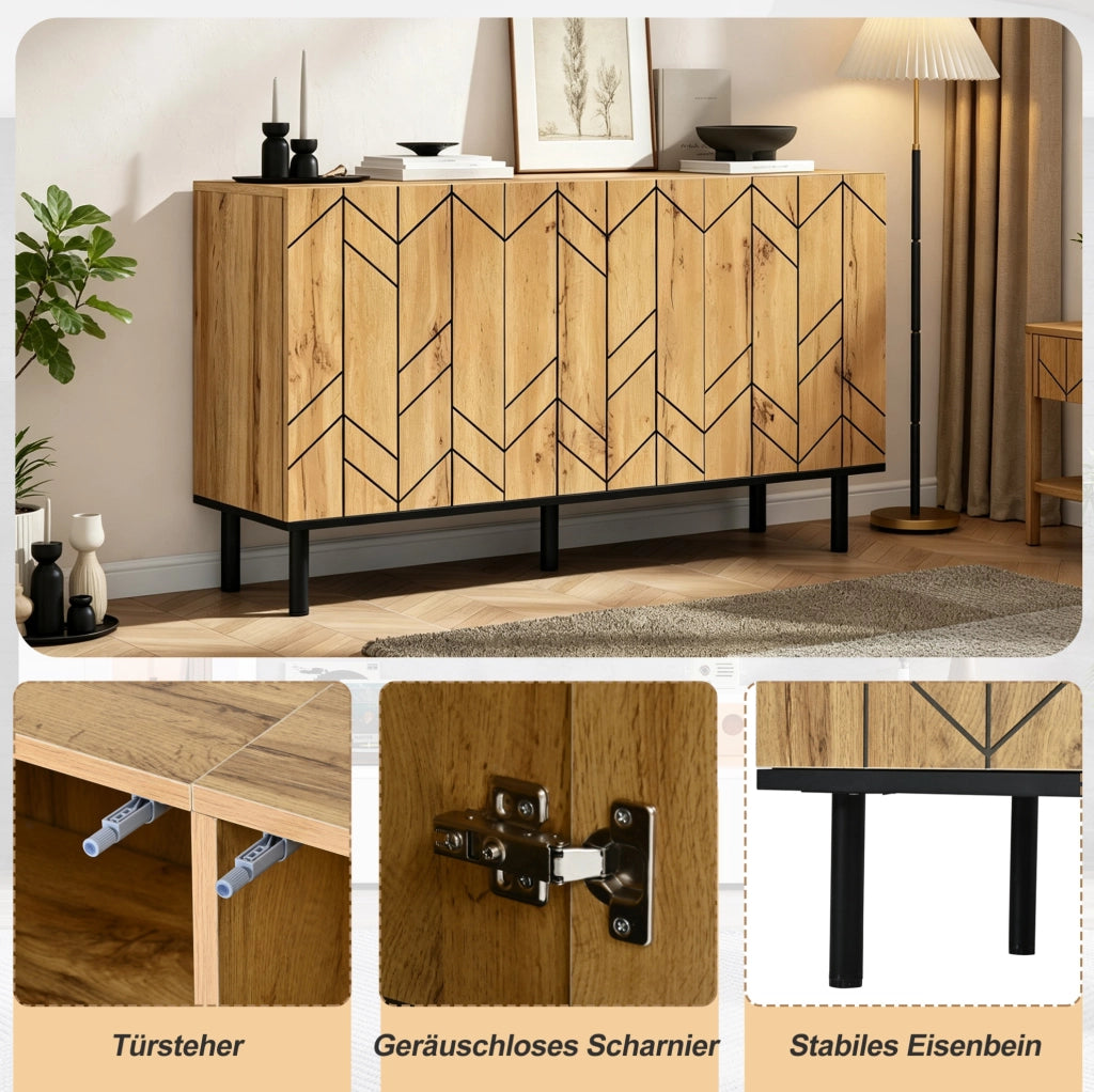 Sideboard moderno con 3 ante e motivo ondulato