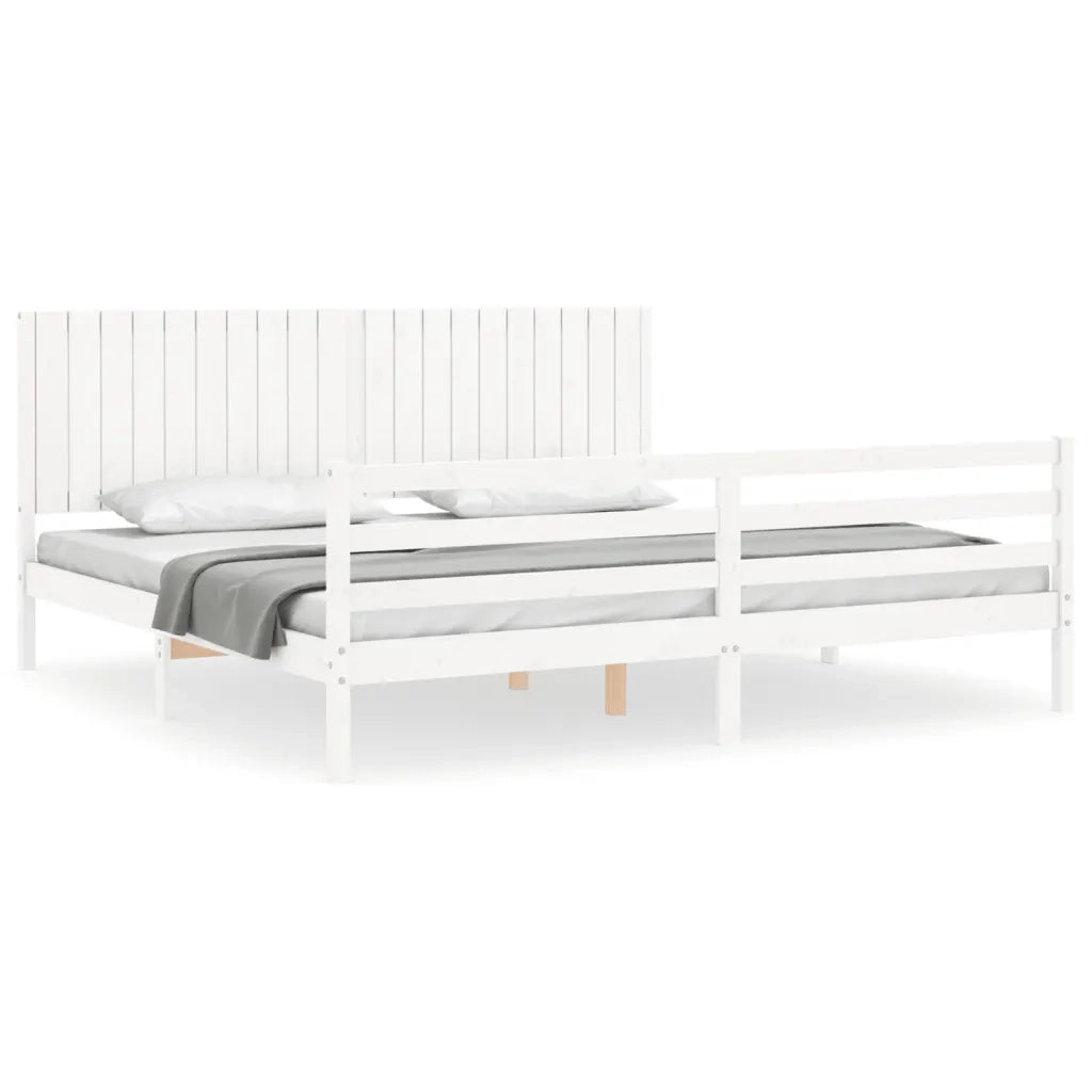 Giroletto con Testiera Bianco 200x200 cm in Legno Massellocod mxl 124963