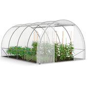 IDMarket - Serra da giardino a tunnel da 12 m² (4 x 3 x 2 m) in acciaio zincato + telo anti-UV con porta e finestre ZEBRA bianche per tutte