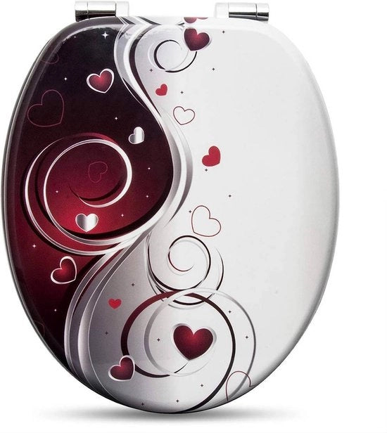 Braccio di toilette con chiusura morbida - Chiusura silenziosa - Sedile antibatterico - Comodo, igienico, duraturo - MDF, griglia in acciaio inox, acciaio inossidabile - 37,8 cm x 43,8 cm