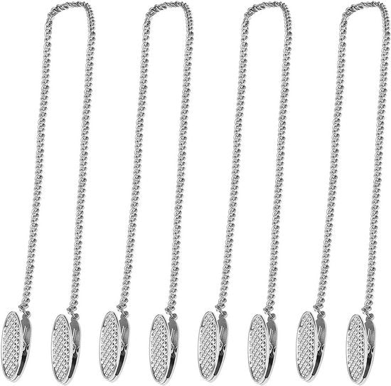 Servettenketting in Argento, Meta, Porta Servetten Portatile, Clips, Catenella per Servetten, Accessorio da Cena (50 cm)
