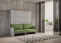 Letto Doppio A Scomparsa Kando Con Divano Cemento e Verde