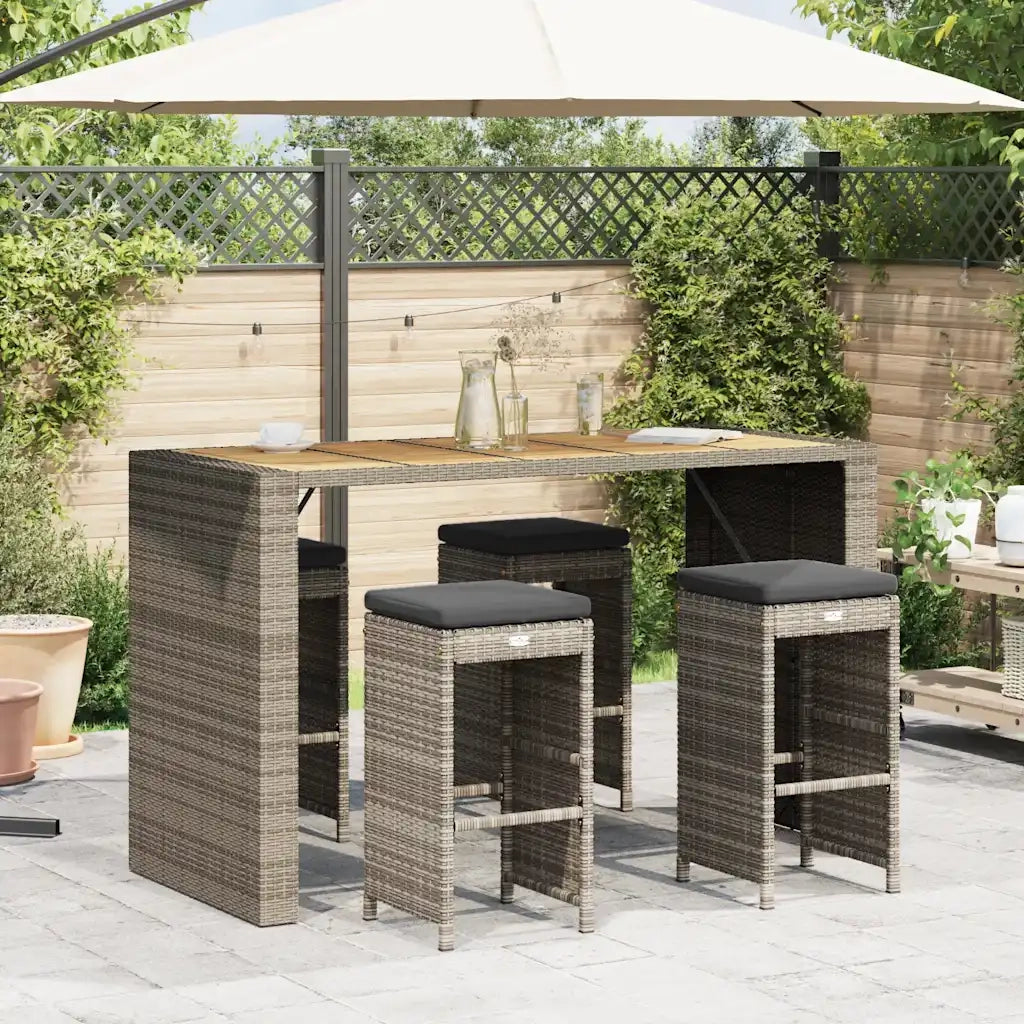 Sgabelli da Bar con Cuscini 4 pz Grigi in Polyrattan CFW3862309