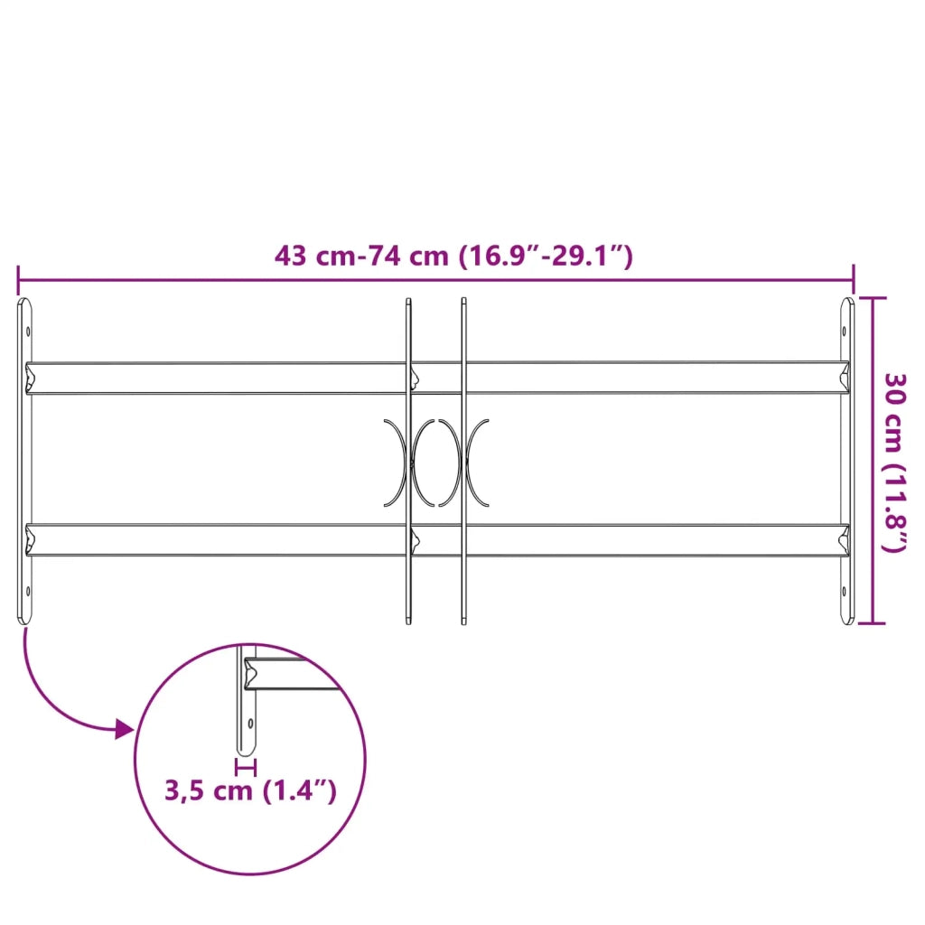 Griglia di Sicurezza per Finestre con 2 Traverse 3 pcs 42031273