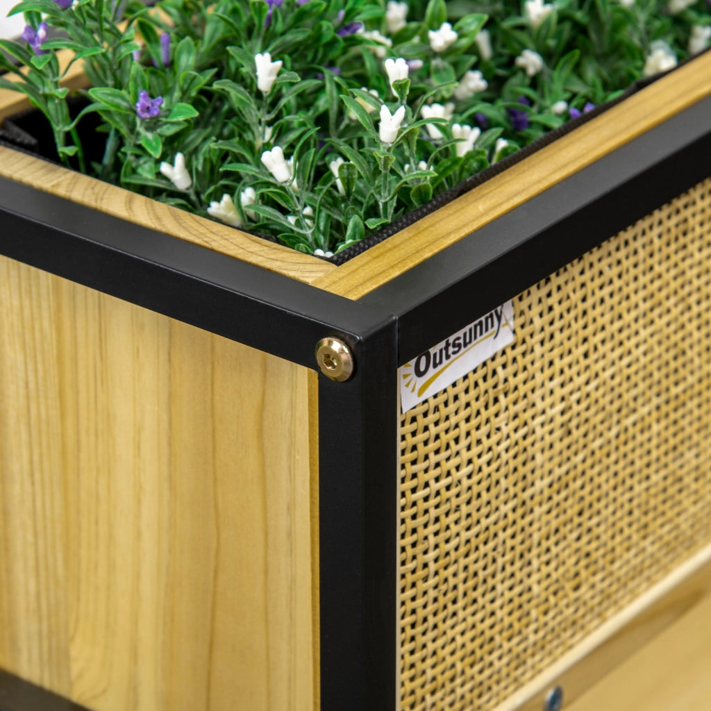 Jardiniere Rettangolare con Mensola ¨C Zephmum ¨C Metallo e Legno 55x20x56 cm